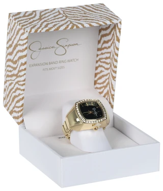 Thumbnail 2: Jessica Simpson Jessica Simpson Womens Gold and CZ Ring Watch 
