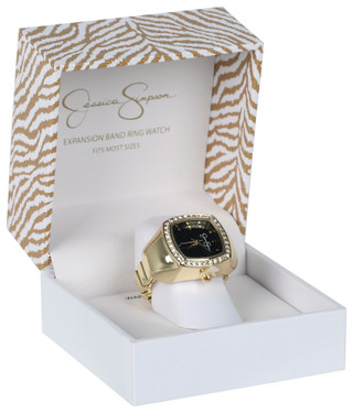Thumbnail 1: Jessica Simpson Jessica Simpson Womens Gold and CZ Ring Watch 