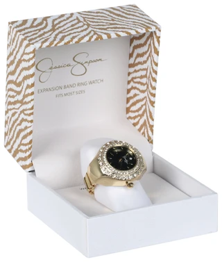 Thumbnail 2: Jessica Simpson Jessica Simpson Womens Gold and CZ Ring Watch 