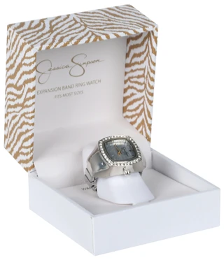 Thumbnail 2: Jessica Simpson Jessica Simpson Womens Silver and CZ Ring Watch 