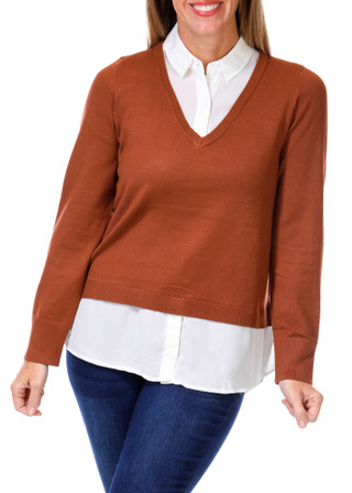 Thumbnail 1: RIO & RIAN Women's 2Fer Pullover Top 