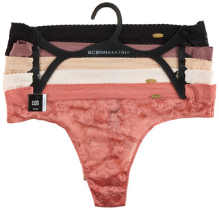 Thumbnail 2: BCBGMAXAZRIA BCBGMaxazria Womens 5 Pk Lazer Cut Lace Thongs 