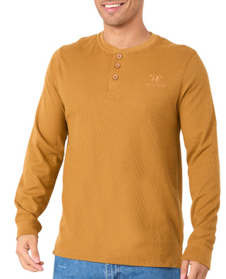 Thumbnail 1: TRUE TIMBER True Timber Mens Long Sleeve Henley Crew Waffle Knit Shirt 