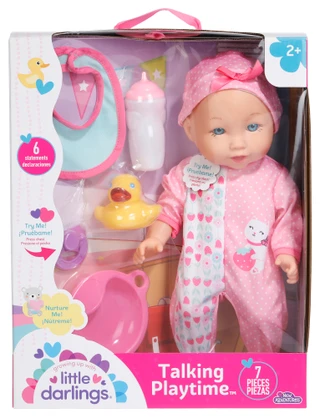 Thumbnail 1: Little Darlings 7 Pc Talking Playtime Doll Set 