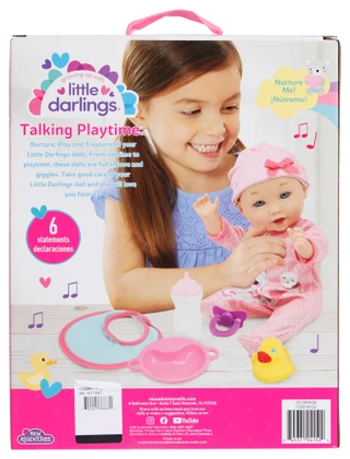 Thumbnail 2: Little Darlings 7 Pc Talking Playtime Doll Set 