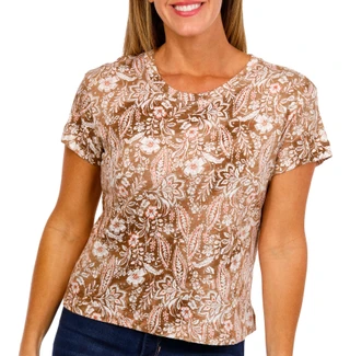 Thumbnail 2: Blue Sol Blue Sol Womens Short Sleeve Crew Neck Floral Crop Top 