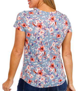 Thumbnail 3: Blue Sol Blue Sol Womens Short Sleeve Round Neck Romantic Floral Top 