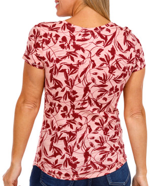 Thumbnail 3: Blue Sol Blue Sol Womens Short Sleeve Scrolled Leaves V-Neck Top 