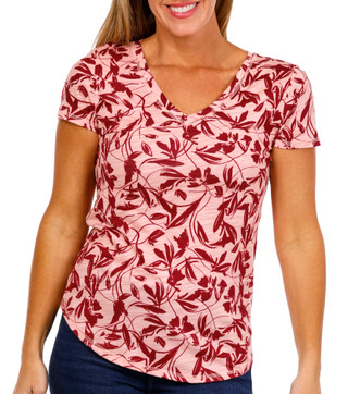 Thumbnail 2: Blue Sol Blue Sol Womens Short Sleeve Scrolled Leaves V-Neck Top 