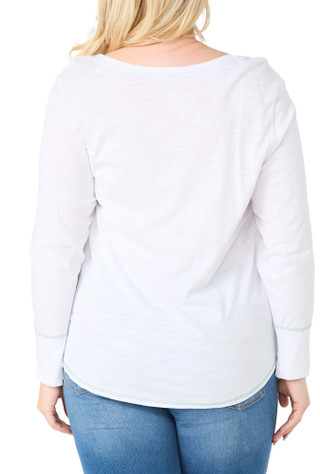 Thumbnail 2: Blue Sol Blue Sol Plus Solid Luxey Long Sleeve V-Neck Top 