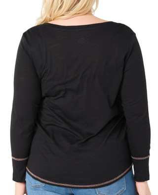 Thumbnail 2: Blue Sol Blue Sol Plus Solid Luxey Long Sleeve V-Neck Top 