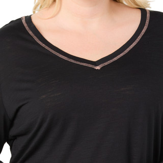 Thumbnail 3: Blue Sol Blue Sol Plus Solid Luxey Long Sleeve V-Neck Top 