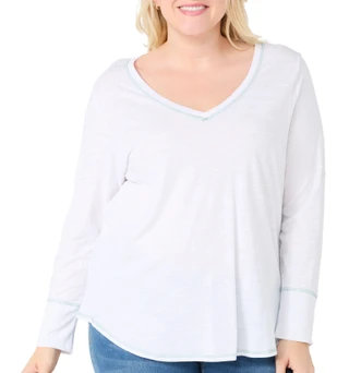 Thumbnail 1: Blue Sol Blue Sol Plus Solid Luxey Long Sleeve V-Neck Top 