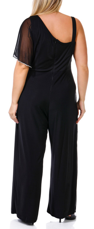 Thumbnail 2: RM Richards R&M Richards Plus Asymmetrical Shimmering Chiffon Jumpsuit 