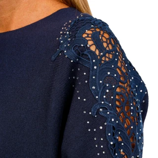 Thumbnail 4: BIRCH NY Birch NY Womens Long Sleeve Embellished Lace Sweater 