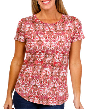 Thumbnail 2: Blue Sol Blue Sol Womens Short Sleeve Crew Neck Floral Luxey Top 