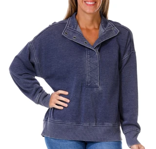 Thumbnail 1: Brisas Brisas Womens Long Sleeve Button Popover Top 