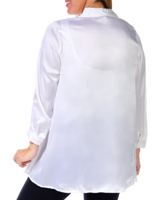 Thumbnail 3: Kaktus Kaktus Petite 3/4 Sleeve Satin Button Down Paris Top 