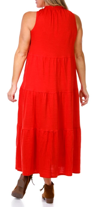 Thumbnail 2: MAX STUDIO Max Studio Womens Sleeveless V-Neck Slub Tiered Maxi Dress 