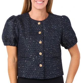 Thumbnail 1: Nanette Lepore Nanette Lepore Womens Short Sleeve Sequin Boucle Jacket  ||P000817341||