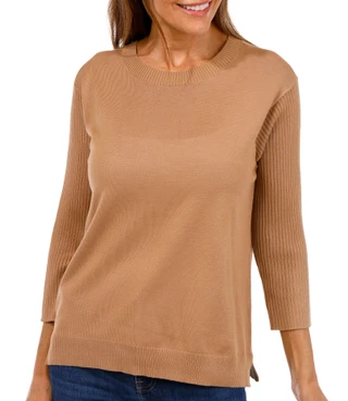 Thumbnail 1: Tint & Shadow Tint & Shadow Womens 3/4 Sleeve Ribbed Sweater 