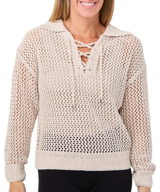 Thumbnail 1: GREIGE Greige Womens Lace Up Knit Sweater 
