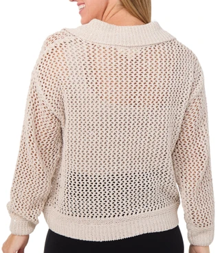 Thumbnail 2: GREIGE Greige Womens Lace Up Knit Sweater 