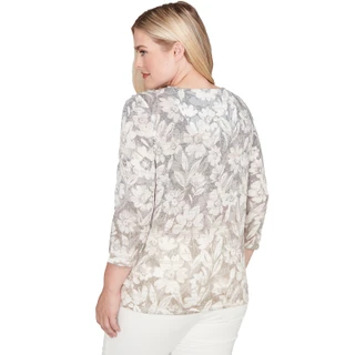 Thumbnail 2: Alfred Dunner Alfred Dunner Petite 3Q Sleeve Textured Floral Top 