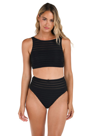 Thumbnail 3: La Blanca La Blanca Womens Fluid Lines High-Neck Midline Top 