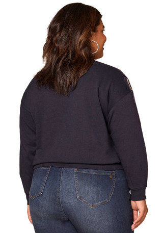 Thumbnail 4: Democracy Democracy Plus Long Sleeve Beaded Floral Sweatshirt 
