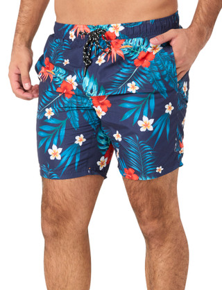 Thumbnail 1: Distortion Distortion Mens Tropical Black 7 in. Swim Trunks 