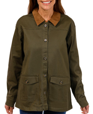 Thumbnail 1: BUNULU Bunulu Womens Long Sleeve Contrast Collar Barn Jacket 