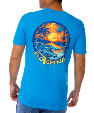 Thumbnail 2: FloGrown FloGrown Mens Short Sleeve Alligator Sunset Shirt 