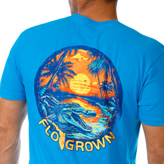 Thumbnail 3: FloGrown FloGrown Mens Short Sleeve Alligator Sunset Shirt 