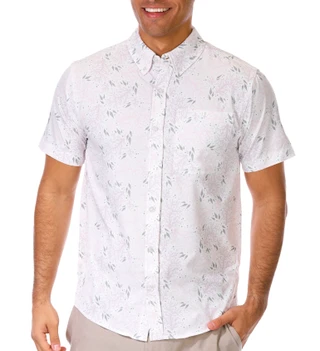 Thumbnail 1: Anglr ANGLR Mens Short Sleeve Coral Print Button Down Shirt 