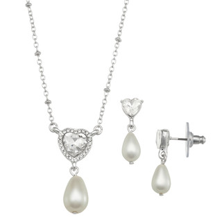 Thumbnail 1: You're Invited You're Invited Crystal and Pearl Necklace and Earring Set 