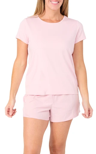 Thumbnail 1: RBX RBX Active Womens Interlock Mesh Short Sleeve Short Set 