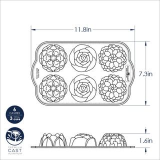 Thumbnail 3: Nordic Ware Nordic Ware Floral Cakelet Pan 