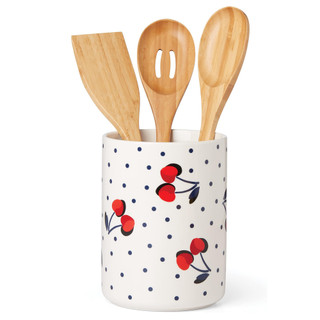 Thumbnail 1: KATE SPADE Vintage Cherry Utensil Holder with Servers 