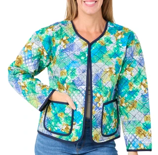 Thumbnail 1: Onque Onque Petite Long Sleeve Floral Quilted Reversible Jacket 