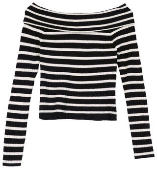 Thumbnail 1: love tree Love Tree Juniors Striped Off The Shoulder Sweater 