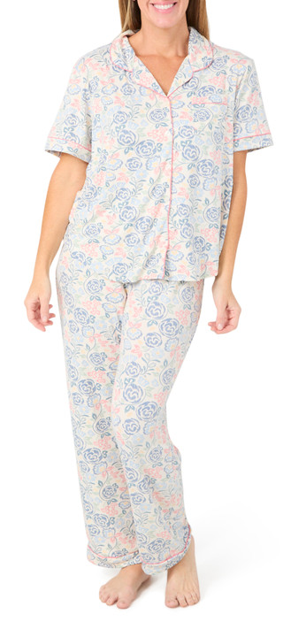 Thumbnail 1: FLORA Flora Womens 2 Pc Garden Floral Top & Pants Pajama Set 