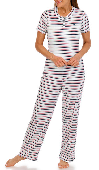 Thumbnail 2: Lucky Brand Lucky Brand Womens 2 Pc Striped Top & Pants Pajama Set 