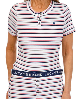 Thumbnail 5: Lucky Brand Lucky Brand Womens 2 Pc Striped Top & Pants Pajama Set 