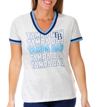 Thumbnail 1: TAMPA BAY RAYS Tampa Bay Rays Womens Short Sleeve V-Neck Graphic Tee 