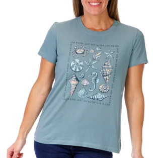 Thumbnail 1: Life is Good Life Is Good Womens Just Add Water Seashells Graphic Tee 