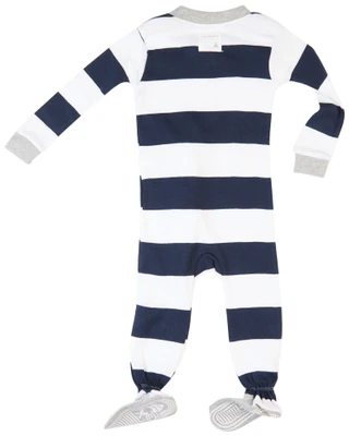 Thumbnail 4: NONE Burt's Bees Baby Boy Rugby Stripe Sleeper 
