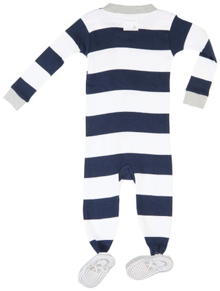 Thumbnail 4: NONE Burt's Bees Baby Boy Rugby Stripe Sleeper 