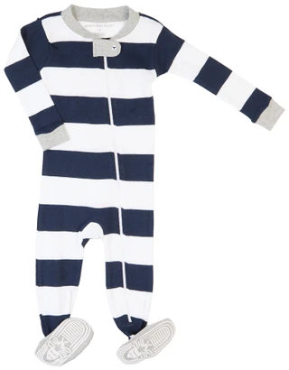 Thumbnail 2: NONE Burt's Bees Baby Boy Rugby Stripe Sleeper 