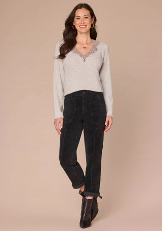 Thumbnail 2: Democracy Democracy Womens Long Sleeve Crochet V-Neck Knit Top 